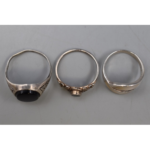 63 - Selection of 3 Silver Rings