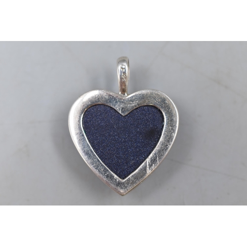 65 - Silver 925 Faceted Heart Stoned Pendant