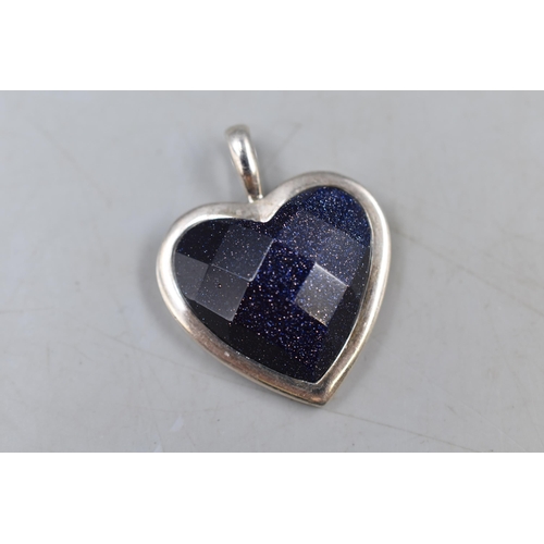 65 - Silver 925 Faceted Heart Stoned Pendant