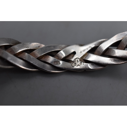 66 - Hallmarked Silver 925 Plait Chain Bangle (2.5