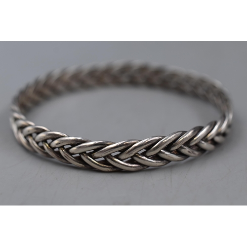 66 - Hallmarked Silver 925 Plait Chain Bangle (2.5