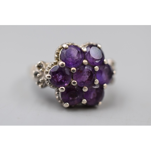 72 - Silver 925 Amethyst Stoned Ring (Size M) Complete with Presentation Box