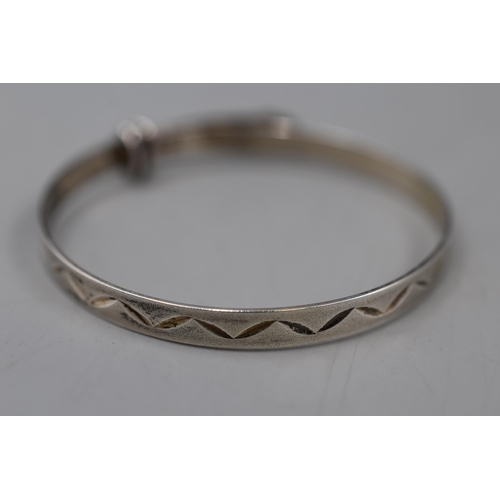 82 - Vintage Child's Silver Etched Bangle