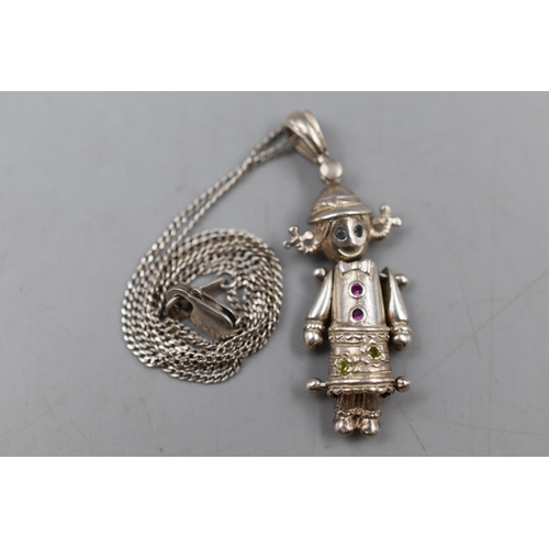 89 - Silver 925 Articulated Doll Pendant on Silver 925 Chain. Complete in Presentation Box.