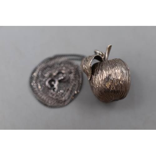 97 - Hallmarked Silver Apple Pendant on Silver 925 Chain