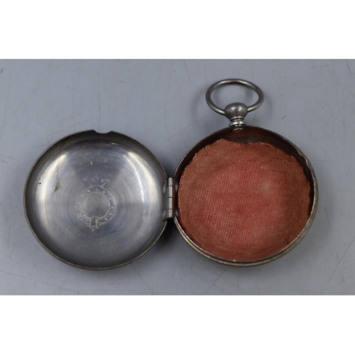 113 - Ingersoll Enamelled Pendant Watch (Working) and a Pocket Watch Travel Case