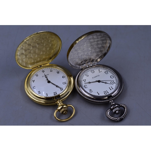 126 - Five Boxed Hachette Gold Tone Pocket Watches. Includes Stag, Floral, And More