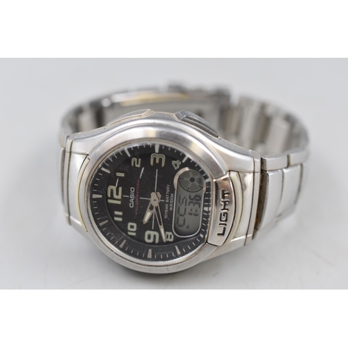 128 - Casio Illuminator Stainless Steel Gents Watch (Working)