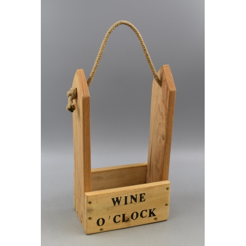 752 - Hand made Wooden Wine Bottle Carrier Displaying the Logo 