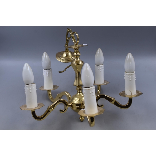 757 - Brass Ceiling Light with Candle Shaped Light Fittings