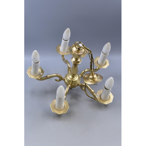 757 - Brass Ceiling Light with Candle Shaped Light Fittings