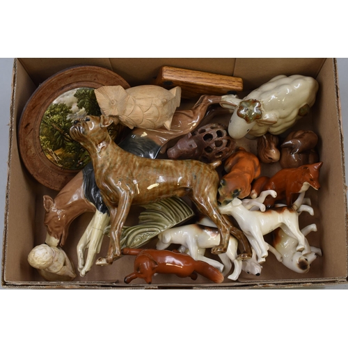 764 - Mixed Selection of Mainly Small Ceramics includes Beswick Foxes, Beswick Dogs(a/f), Carved Owl, Stud... 