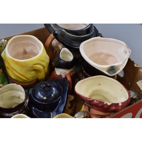 768 - A Selection of Thirteen Assorted Character Jugs and Character Sugar Bowl. Includes Burleigh Ware, Ri... 