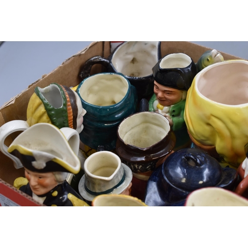 768 - A Selection of Thirteen Assorted Character Jugs and Character Sugar Bowl. Includes Burleigh Ware, Ri... 