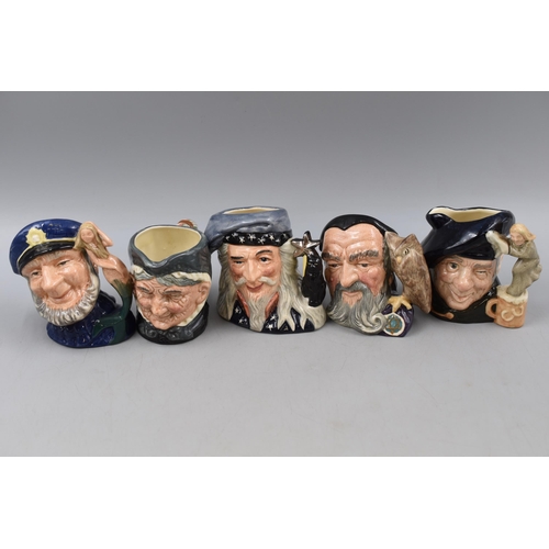 770 - A Selection of Five Royal Doulton Character Jugs. Includes Merlin, Wizard, Granny, Old Salt, And Tam... 