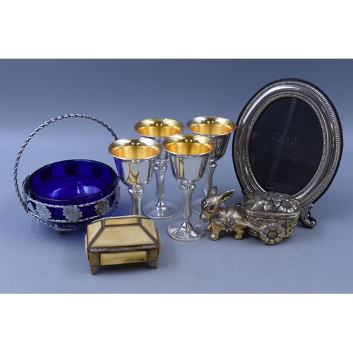 775 - Selection of Plated Ware including Picture Frame, Goblets, and More