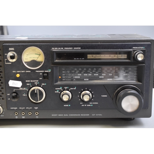 A Sony ICF-6700L Multi Band Receiver Radio, Powers on When Tested