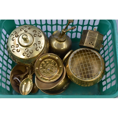 783 - A Mixed Selection of Brassware. Includes Enamelled Trinket Box, Peerage Jug, And More