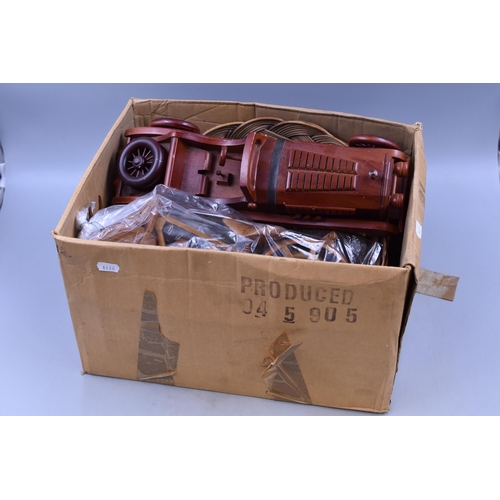 792 - Selection Including Wooden Car and Motorcycle (Spares and Repairs), Wicker Basket and More