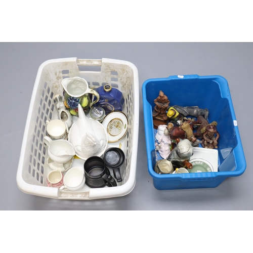 799 - Two Boxes Containing a Selection of Assorted Ceramic Pieces. Includes Wedgwood Jasperware Ashtray, I... 