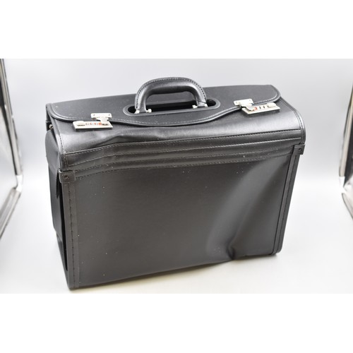 740 - Brand New Leather Look Pilot Case complete with Code locking System .