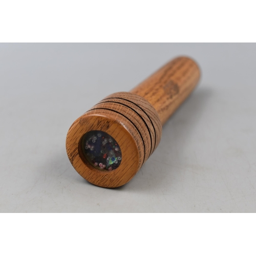 117A - Wooden Kaleidoscope with Rotating Top Approx 8