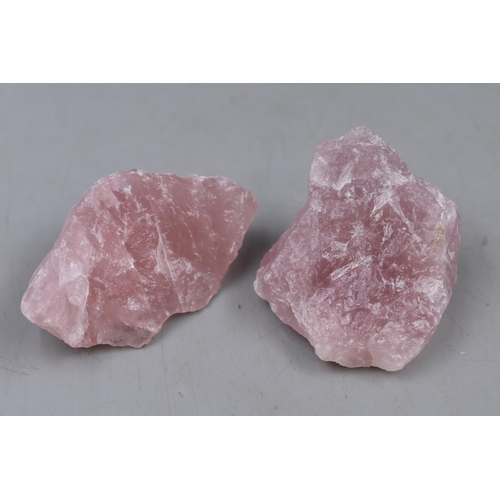 26 - Two Pieces of Natural Raw Rose Pink Quartz each piece approx 2.5