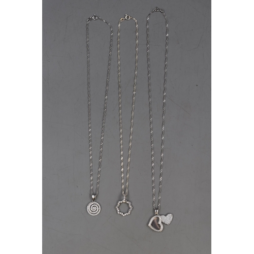 41 - Three Silver 925 Pendant Necklaces, includes Star, Heart and Swirl Design