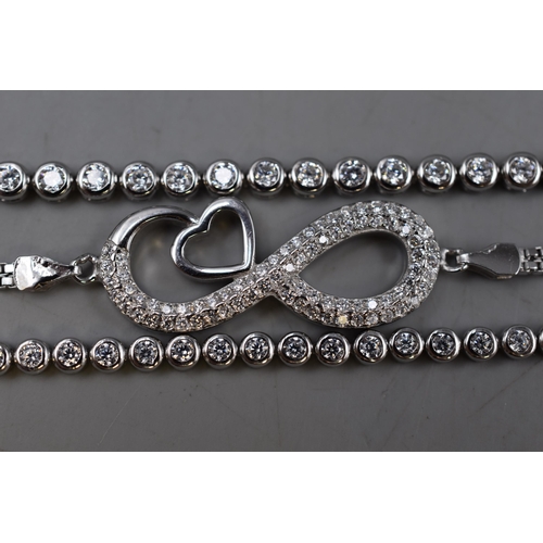 42 - Three Silver 925 Bracelets, includes Infinity Heart Design