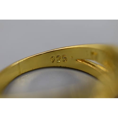 69 - A Selection of Two 14ct Gold Plated 925. Silver Rings. Includes Clear Stoned and Blue Stoned