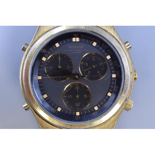 82 - Accurist Chronograph Alarm Gents Watch with Elasticated Strap (Working)