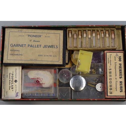 86 - A Selection of Watch Makers Repair Materials. Includes Watch Backs, Jewels, Mechanisms and More