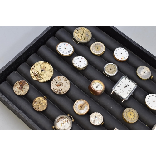 89 - A Selection of Watch Faces and Movements, For Spares and Repairs