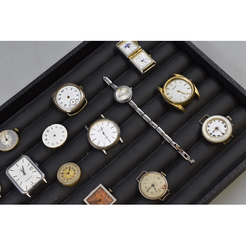 89 - A Selection of Watch Faces and Movements, For Spares and Repairs