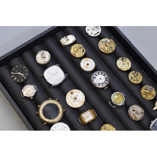 90 - A Mixed Selection of Watch Faces and Movements, For Spares and Repairs. Includes Lancashire Watch Mo... 