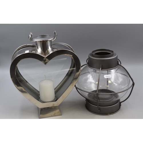 102 - Two Large Decorative Candle Holders in the form of a Heart and Sea Ship Lantern