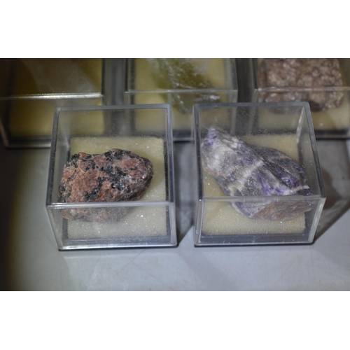 118 - Mixed Tray of Natural Raw Precious Stones in Display Cases