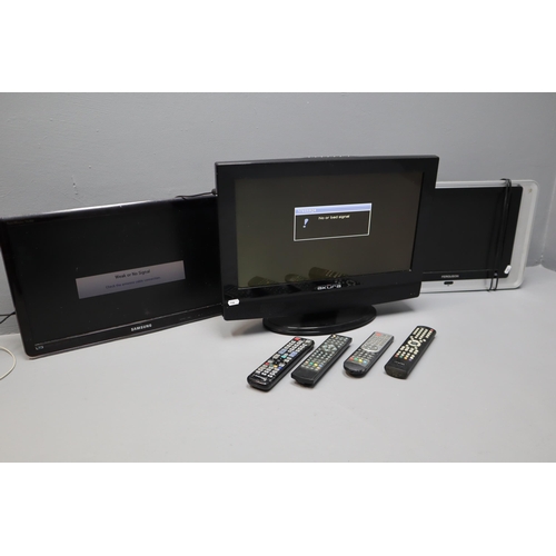 534 - Three Portable Televisions including Samsung, akura and Ferguson complete with 4 Remote Controls (Po... 