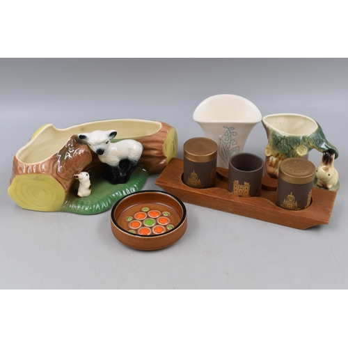 Five Pieces of Hornsea Pottery. Includes Lancaster Vitramic Cruet Set