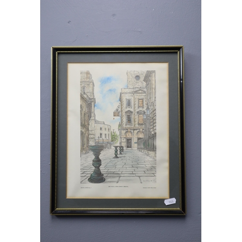 733 - Three Framed and Glazed Prints Depicting Bristol Scenes, Clifton Bridge, The Nails, Corn Street and ... 