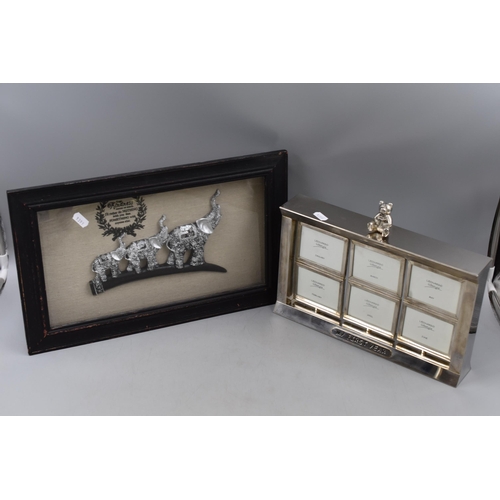 734 - A Silver Plated 'My First Year' Rotating Months of The Year Picture Frame, With a Framed and Glazed ... 