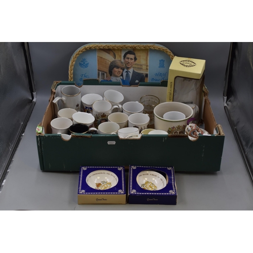 740 - A Large Selection of Royal Commemorative Ware. Includes Mostly Mugs, Planter, Tray and More