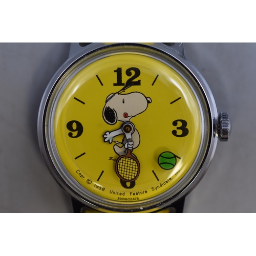 63 - A Vintage C.1958 Snoopy Wrist Watch, Snoopy Playing Tennis. Working