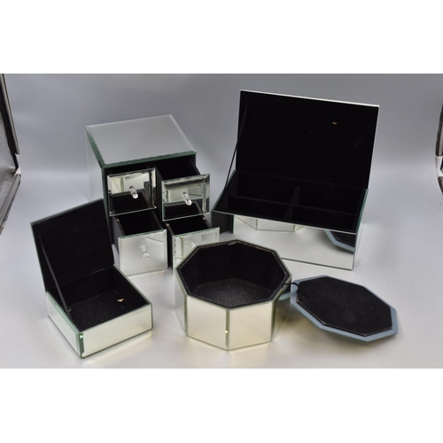 103 - Four Mirrored Glass Trinket / Jewellery Boxes (Largest 9.5