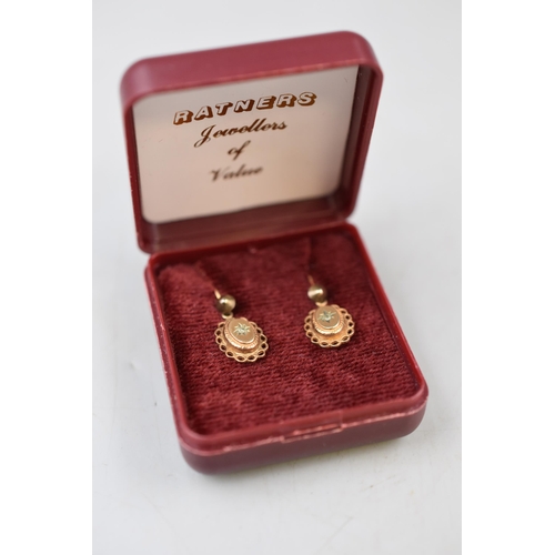 2 - A Pair of Unmarked Victorian Style Diamond Star Earrings, In Presentation Box. Possibly Gold