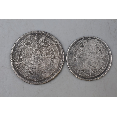 112 - Two UK Silver George III Coins. Includes 1818 Sixpence And 1819 Shilling