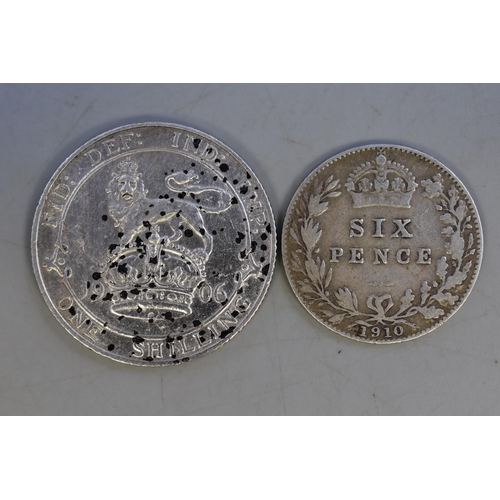 119 - Edward VII Silver 1906 Shilling and 1910 Sixpence