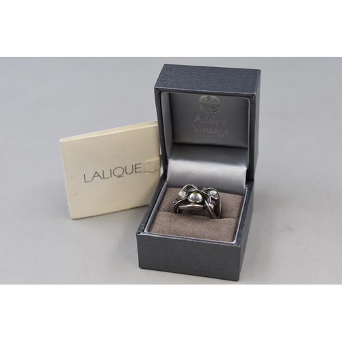 15 - A Lalique Ronces Bramble Sterling Silver Ring, In Presentation Case With Paperwork. Size N