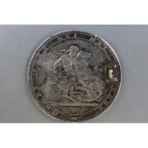 122 - An 1819 UK Silver George III Crown, Soldering Marks To Reverse