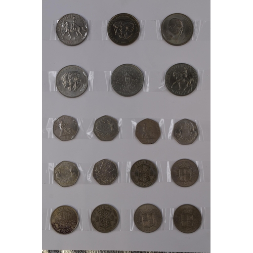 140 - A Selection of Collectable UK Coins. Includes Six Crowns, Six Half Crowns, And Six 50p Coins